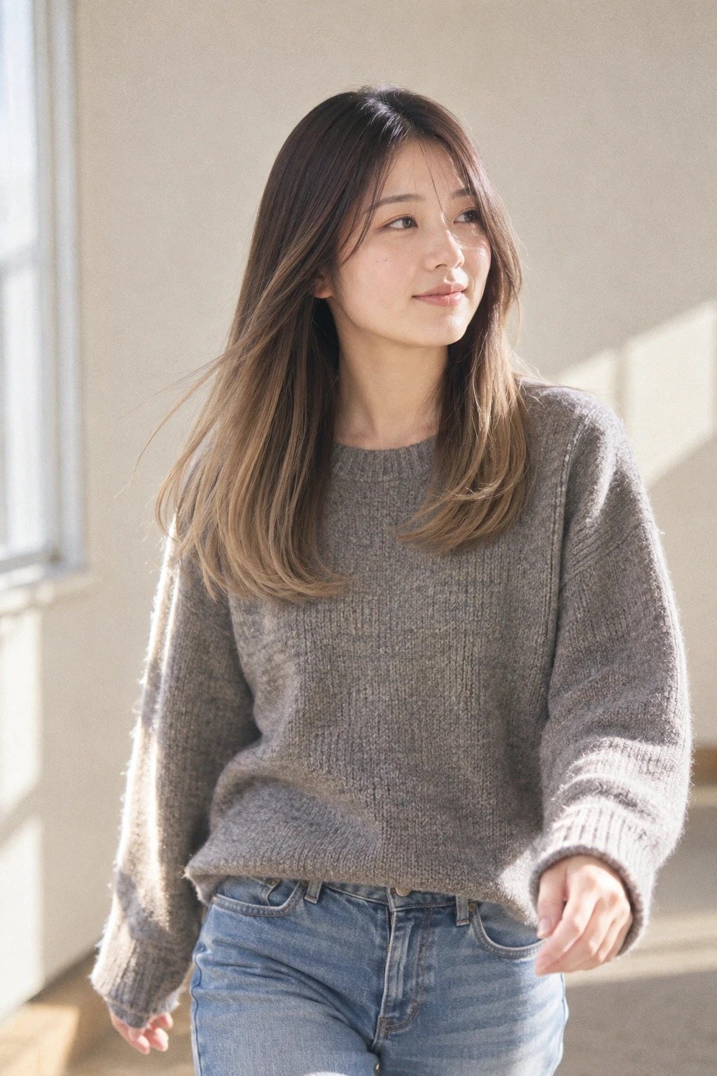 アッシュベージュのバレイヤージュ